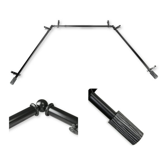 Domovina Oak 13/16" Bay Window Single Curtain Rod-Color:Black
