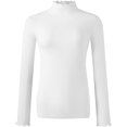 thumbnail image 1 of Lightweight Ruffle Mock Neck Tops Ribbed Lettuce Trim Soft Base Layer for Women, 1 of 6