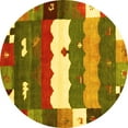 thumbnail image 1 of Ahgly Company Indoor Round Abstract Yellow Contemporary Area Rugs, 7' Round, 1 of 4