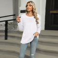 thumbnail image 5 of SWSMCLT Women's Soft Shirt Fall Top Summer Light Spring Ruched Crew Neck Date Night Long Sleeve Rayon Loose Fit White Small, 5 of 5