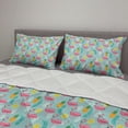 thumbnail image 2 of Art Comforter & Sham Bedding Set, Exotic Theme Pink Flamingos and Pineapples Hawaiian Background Palm Leaves, 3 pcs Duvet Set Microfiber Filling Quilt, 5 Sizes, Multicolor, by Ambesonne, 2 of 4