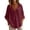 Wine, variant on cocolona Womens Summer Tops Long Sleeve V-neck Button Shirts Casual Loose Solid Color Blouses