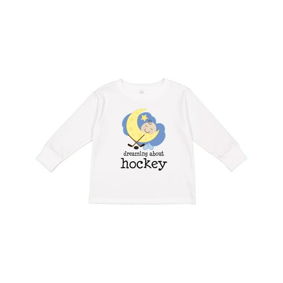 Inktastic Dreaming About Hockey Boys or Girls Long Sleeve Toddler T-Shirt