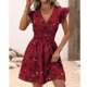 thumbnail image 5 of Vestido Corto de Verano Cintura Cinchado Gran Impresión de Flores sin Mangas, Vestido de Verano Sexy Y Informal, 5 of 7