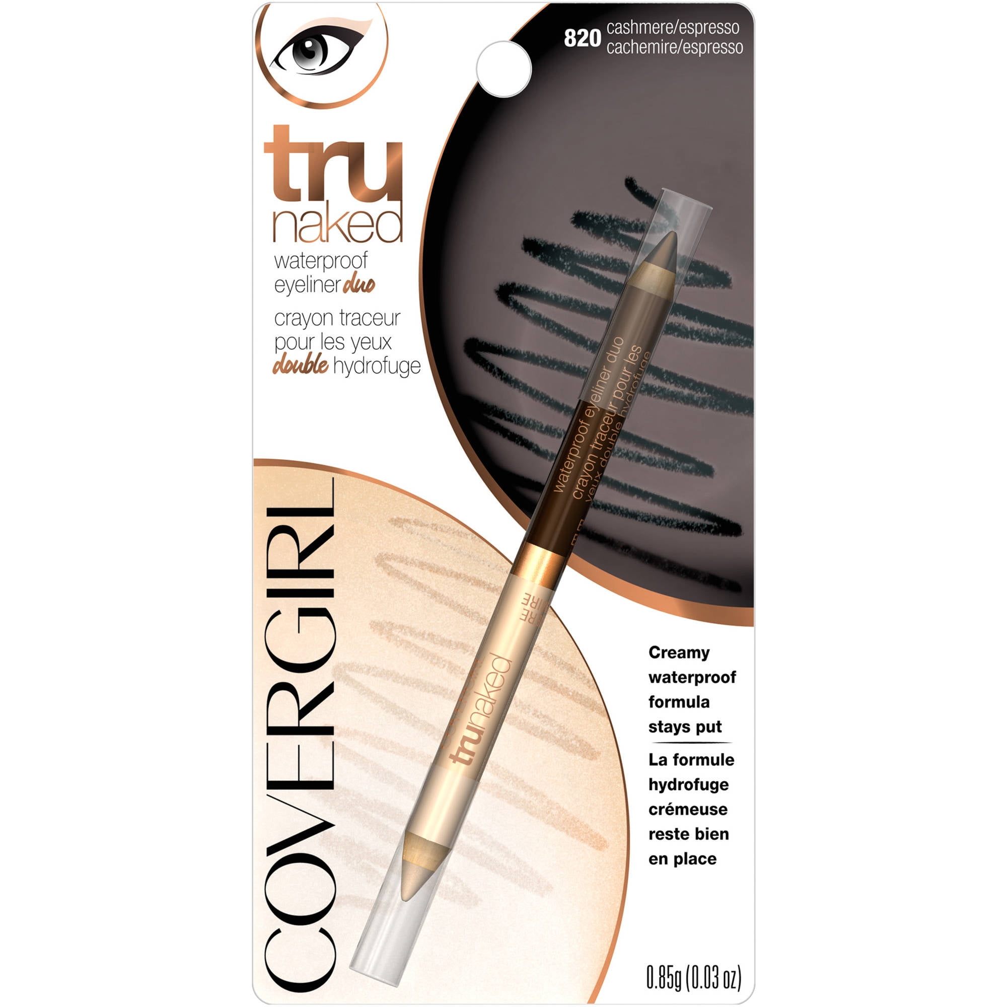 COVERGIRL truNaked Waterproof Eyeliner Duo Cashmere/Espresso, .03 oz