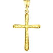 US GOLD Handcrafted 10kt Gold Diamond-Cut Cross Charm Pendant