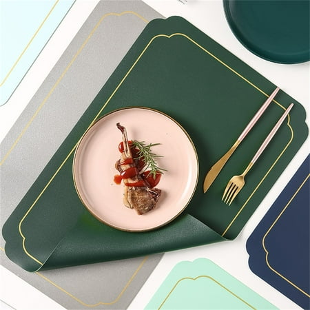 

Table Placemat Waterproof Anti-scalding Durable Strong Flexibility Heat Insulated Non-Slip Easy to Clean Simple Style Exquisite Faux Leather Placemat Home Decor