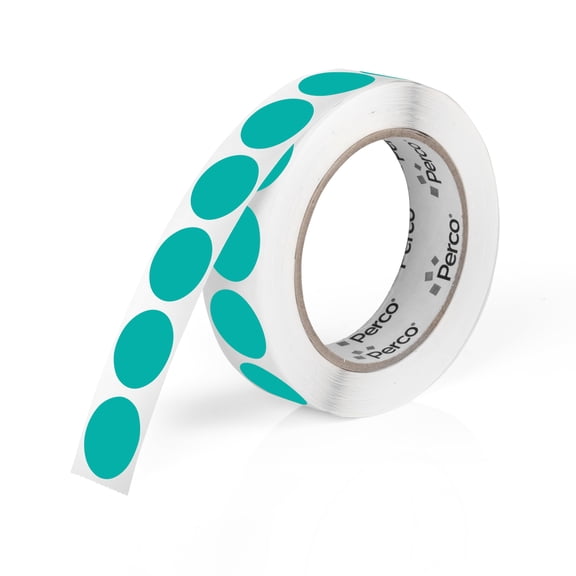 Perco Teal Round Circle Dot Sticker 1-Inch Labels with Perforation for Easy Tear-Off, 1,000 Stickers per Roll - Planner Stickers, Office Organization & Modern Labeling, Strong Adhesive - Made in USA
