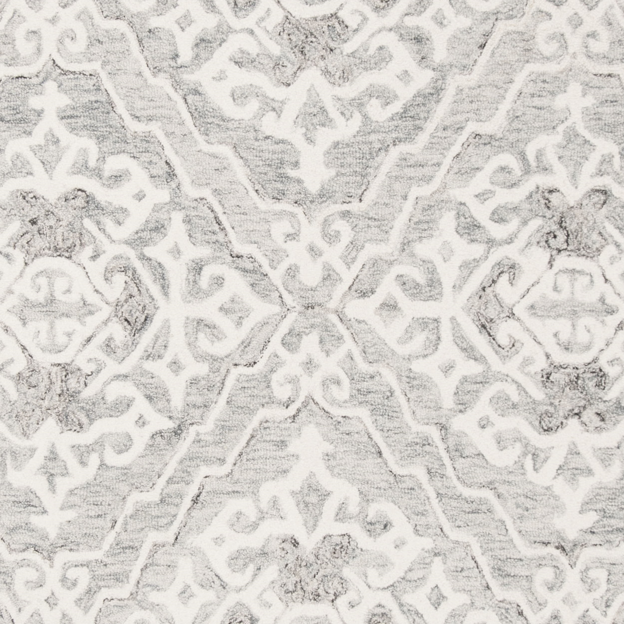 SAFAVIEH Micro-Loop Constantina Geometric Wool Area Rug, Grey/Ivory, 5' x 8'