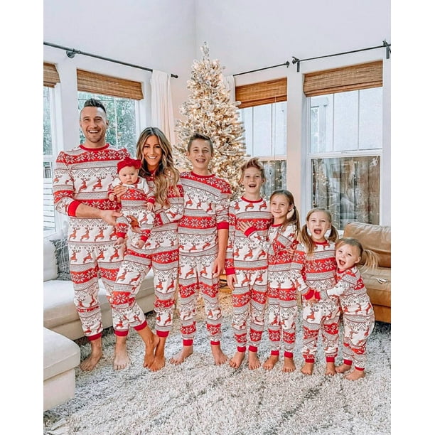 Family Christmas Pajamas Set 2022 New Casual Soft Mother Father Kids  Matching Outfits Xmas Pjs Family Look Sleepwear Home Wear