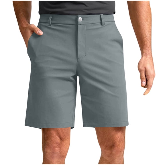 Jessboyy Mens Golf Shorts 7 Inch Inseam Business Casual Dress Shorts for Men with Pockets Summer Button Zipper Flat Front Work Shorts Gray,L
