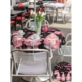 thumbnail image 5 of Outdoor Tablecloth with Umbrella Hole for Patio/Picnic/Party/Camping, Galentine's Day Waterproof Table Cloth Round Cover Washable, Gnomes Pink Love Balloon Black Lattice (Dia 60"), 5 of 8
