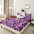 thumbnail image 4 of Feelyou Purple Boho Damask Queen Sheet Sets, Retro Western Fashion Bed Set, 4-Piece, 4 of 7