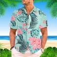 thumbnail image 2 of Mens Shirts Tropical Hawaiian 3D Print Short Sleeve Button Down Lapel Blouses Trend Beach Casual Summer Tops Mint Green XL, 2 of 4