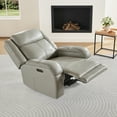 thumbnail image 3 of CHITA Genuine Leather Power Recliner Chair with Adjustable Headrest, Gray, 3 of 15