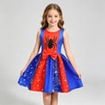 thumbnail image 4 of Halloween Costumes Spider Cosplay Costume, Puffy Two-Tone Tutu Dress Outfit, Dress-Up Apparel for Anime Themed Party Events, Red Blue, 4 of 6