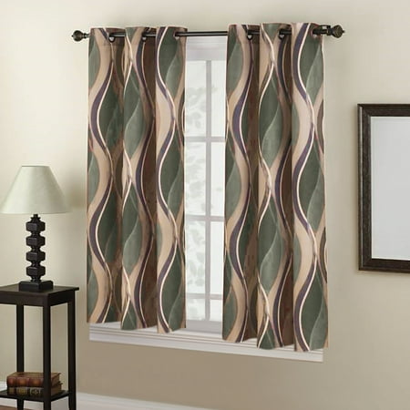 Intersect Wave Room Darkening Window Curtain Panel With Hanging