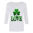 thumbnail image 4 of successthop Green Ladies Tops and Blouses 3/4 Sleeve Dressy St Patricks Day Plus Size Round Neck Polyester Casual St. Patricks Day Blouse Tops for Irish Themed Gifts 5XL, 4 of 4