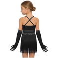 thumbnail image 3 of Choomomo Girls Sequin Fringed Dresses Tassel Skirted Leotard Latin Dance Outfits with Gloves Party Bodysuit Black 16, 3 of 7