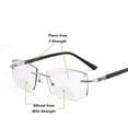 thumbnail image 2 of 2 Pairs of Men Silver Diamond Rimless Reading Glasses 4.00 Tinted Gray BIFOCAL Rectangular Readers Sunglasses +4.00 strength, 2 of 6