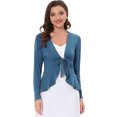 thumbnail image 1 of AllegK Cardigan Dobladillo Rizado RebeDe Punto Frente De CorbaPaMujeres Azul Marino S, 1 of 5