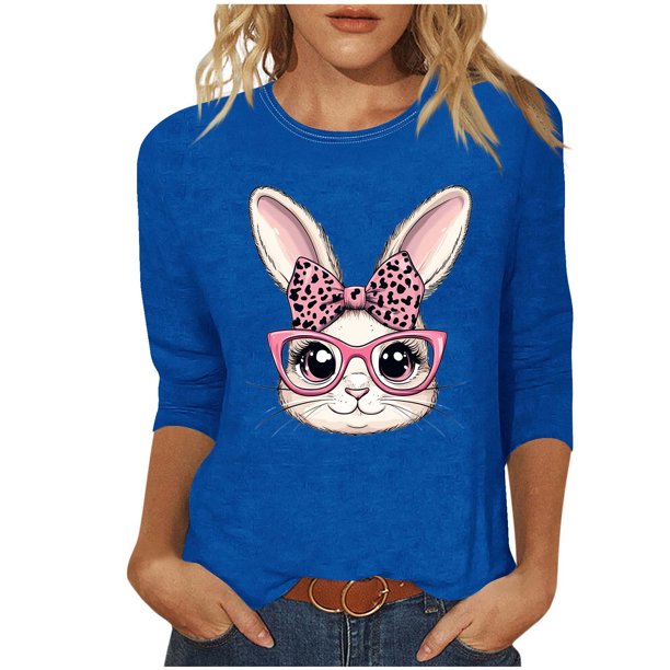 Camisetas Casuales de las Mujeres Impresas 3/4 Manga Cuello Redondo Blusa, Moda Ligera Superior para el Hogar Y el Uso Diario, Cómoda Imitación de la Tela Del Estante
