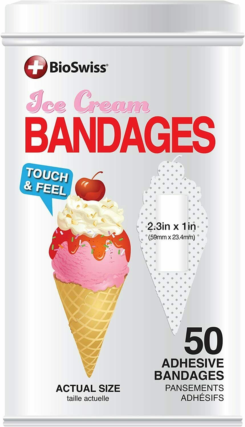 BioSwiss Novelty Fun Collectible Bandages, 50 Count with Tin Container
