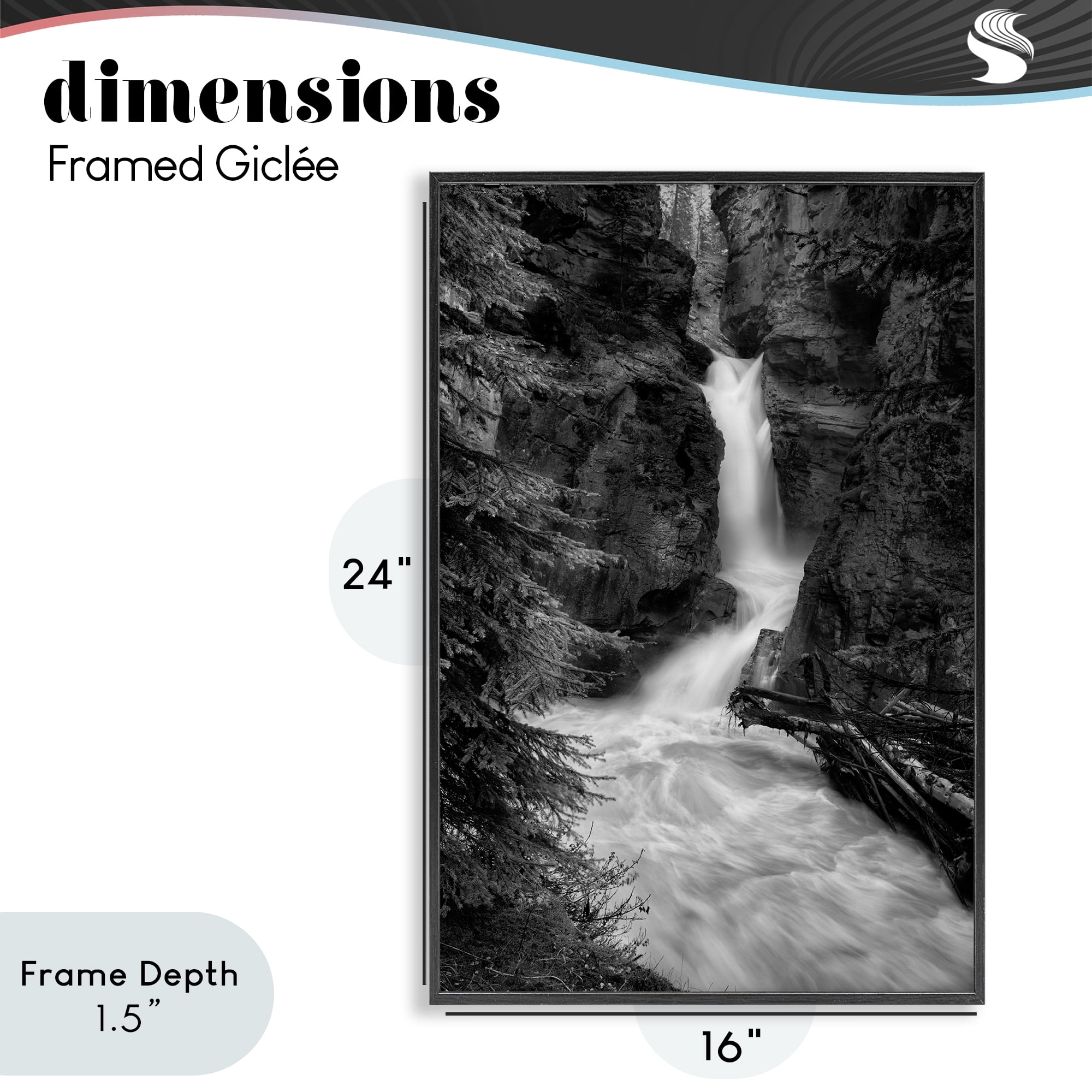 Stupell Industries Banff National Park Waterfall Black Framed Giclee Art, design by Jon Evan