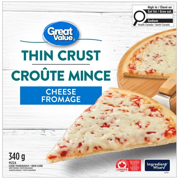 Great Value Thin Crust Cheese Pizza, 340 g