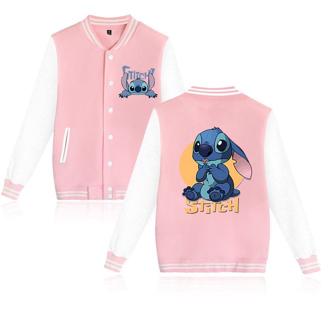 90s Disney Hoodie Lilo Stitch Baseball Jacket Men Women Sweatshirt Kids Boys Girls Harajuku Jackets Streetwear College Coats Y2k140CM Gao Jinjia LED