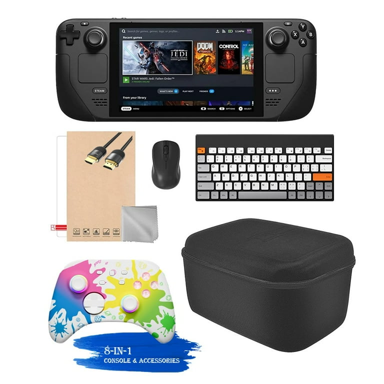 Valve Steam Deck 256GB Handheld Console, 7-inch Touchscreen, 1280x800 Resolution, Ergonomic Design, Mytrix Inkjet Wireless Pro Controller, Black