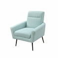 thumbnail image 2 of Accent Armchair, Modern Fabric Upholstered Leisure Chair with Metal Legs and High Backrest, Comfy Club Chair Single Sofa Chair with Thicken Cushion Seat for Living Room,Bedroom, Light Blue, 2 of 7