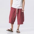 thumbnail image 4 of ZVNAΖH Mens Harem Capri Pants Casual Drawstring Elastic Waist Cotton 3/4 Shorts Summer Beach Yoga Tapered Trousers, 4 of 7