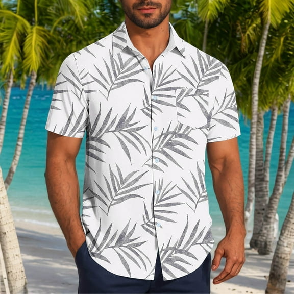Xixinqiwan No Boundaries Men's & Big Men's Button Up Shirt,Men's UV Protection Resort Shirt Short Sleeve Button Down Lightweight Hawaiian Printed Beach Top