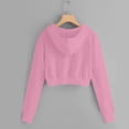 thumbnail image 6 of Girls Zip up Hoodie Cropped B Kids Fashion Casual Sweatshirt Tween Solid Color Crop Jackets Fall Tops Pockets Pink 150, 6 of 6
