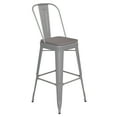 thumbnail image 2 of BizChair Commercial Grade 30" High Silver Metal Indoor-Outdoor Bar Height Stool with Removable Back and Gray All-Weather Poly Resin Seat, 2 of 13