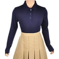 thumbnail image 2 of French Toast Girls’ L/S Fitted Knit Polo with Picot Collar Color: navy Size: 18 - 20, 2 of 2