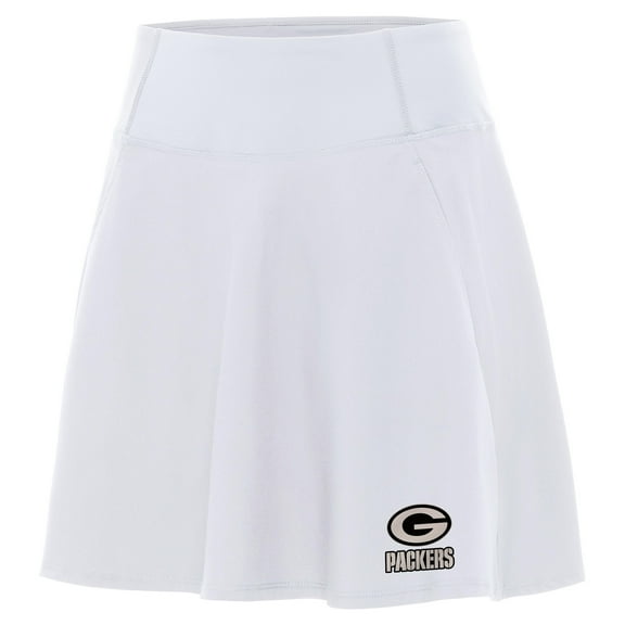 Women's Antigua White Green Bay Packers  Brushed Carbon Chip Skort