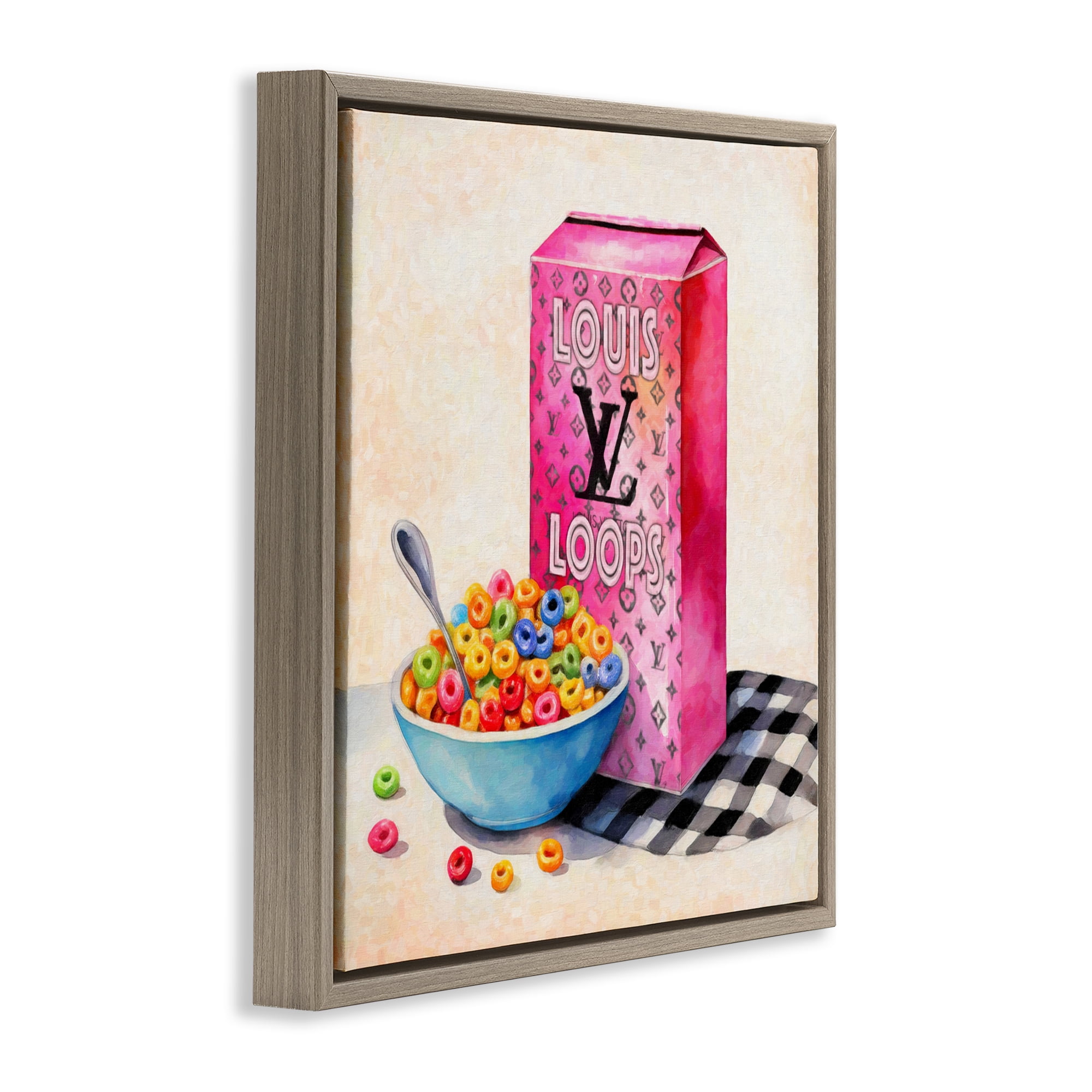 Stupell Industries Fashion Loops Cereal Brown Framed Floater Canvas Wall Art, design by Grotto Studios