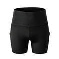 thumbnail image 3 of Women's High Waist Yoga Shorts Pocket Running Training Quick-Dry Tight Stretch, 3 of 4