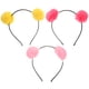thumbnail image 1 of 3 piezas de diadema de oreja de gato con bola de pompones borrosos, accesorio para la cabeza de aro para niños (rosa + amarillo + rojo sandía), 1 of 6