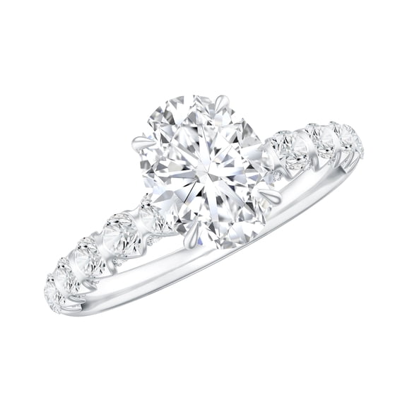Rosec Jewels Lab Grown Diamond Oval Engagement Ring 1 Carat - IGI Certified Diamond Solitaire Ring for Women - E-VS1 Grade, 925 Sterling Silver, US 4.00