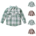 thumbnail image 5 of Odeerbi Toddler Boys Girls Spring Fall Plaid Shirt Fashion Casual Long Sleeve Lapel Collar Shirts with Pocket Cardigan Jacket Gray, 5 of 5