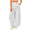 thumbnail image 3 of Women's Fashion Casual Print Color Pants Pocket Elastic Waist Comfortable Long Pants, 3 of 7