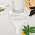 thumbnail image 7 of WEIGFI Women'S Bikini Sets 2 Piece Swimsuit Top And Triangle Bottoms Cheeky Swimwear Solid Color Spaghetti Strap Crew Neck Elegant Summer Pool Stylish Party Beachwear,Silver,XL, 7 of 7