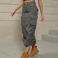 thumbnail image 4 of JNGSA Flowy Skirts for Women, Long Denim Skirts for Women Summer High Waist A Line Jean Skirt Mid-Length Skirt with Pockets, 4 of 8