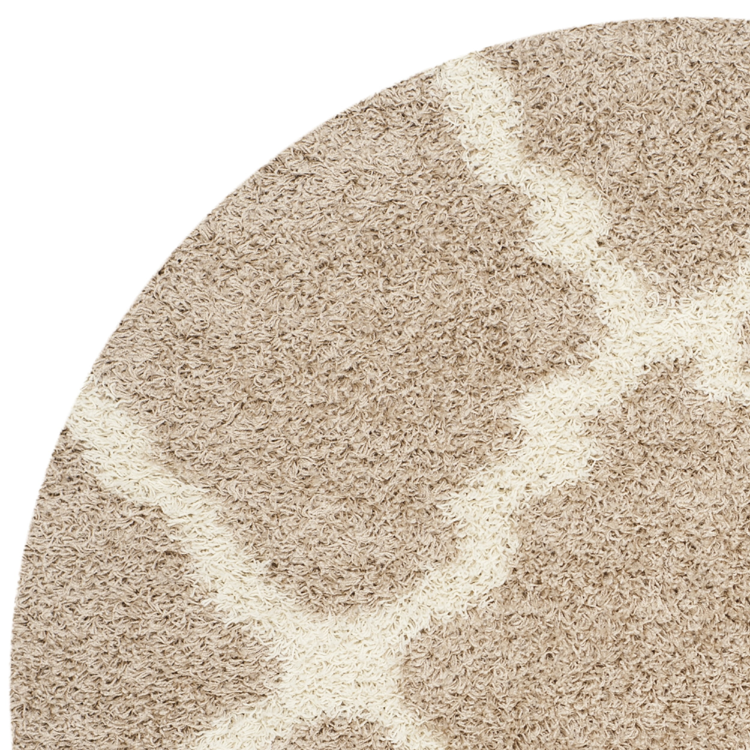 SAFAVIEH Daley Geometric Plush Shag Area Rug, Beige/Ivory, 6' x 6' Round