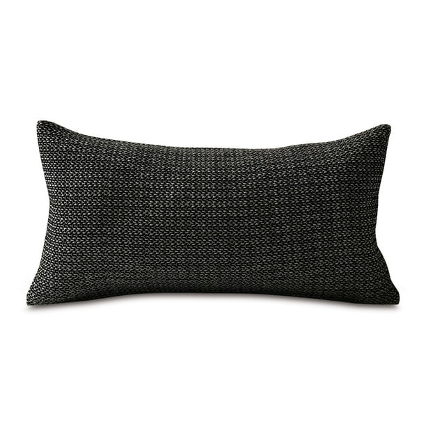 Black Solid Textured Lumbar Pillow Cover 11" x 21", 1 Piece