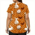 thumbnail image 4 of LTTVQM Easter Scrub Tops for Women Rabbits Eggs Print Funny Short Sleeve Shirts Comfortable V-Neck Fashion Clothes with Pockets Saffron XL, 4 of 5