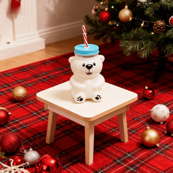 Bear Cup With Straw 20oz - Leak-proof Design, Reusable Straw, Suitable For Hot/Cold Drinks, Easy To Clean, Durable, Ideal For Home, Office Or Picnics.